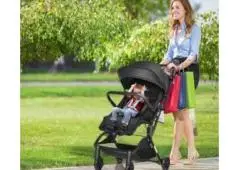 Prevent infants from tipping over with the foldable stroller featuring a 5-point safety harness